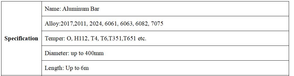 aluminum round bar specification